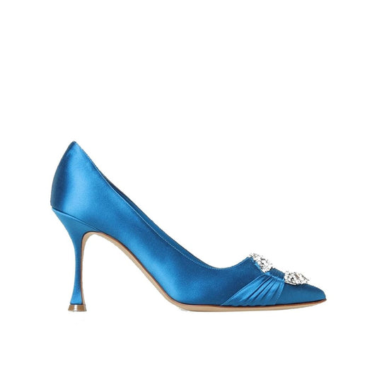 Manolo Blahnik – Maida 090 Blue Satin Pumps