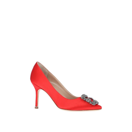 Manolo Blahnik – Hangisi 090 Red Satin Pumps