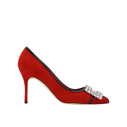 Manolo Blahnik – Tuberian 90 Red Suede Pumps
