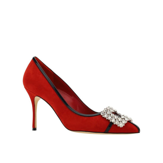 Manolo Blahnik – Tuberian 90 Red Suede Pumps