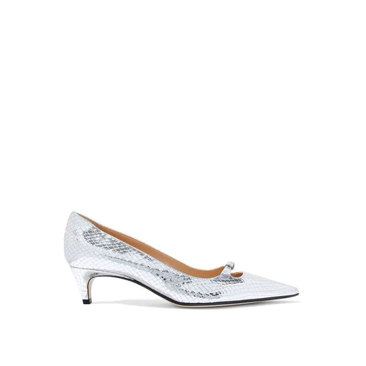 Sergio Rossi – Silver Snake-Effect Leather Pumps