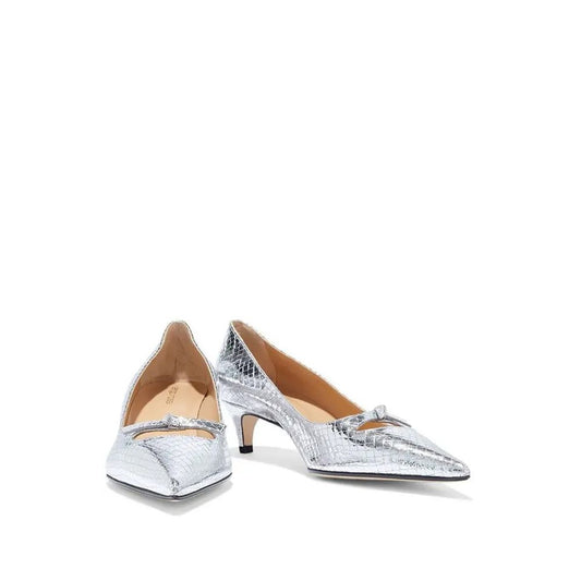 Sergio Rossi – Silver Snake-Effect Leather Pumps