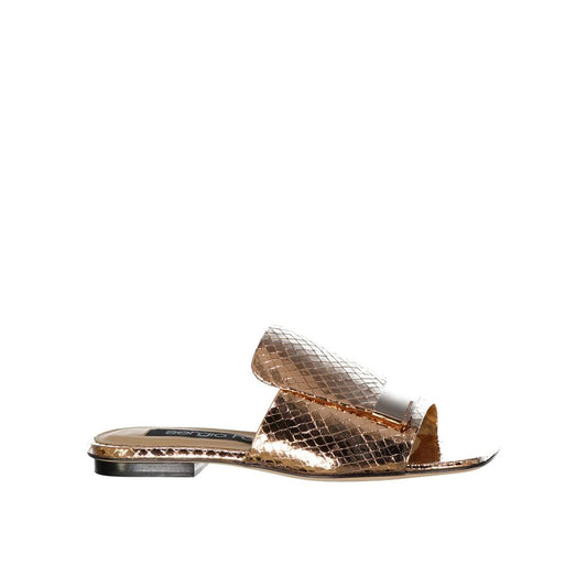 Sergio Rossi – Bronze Leather Flat Sandals