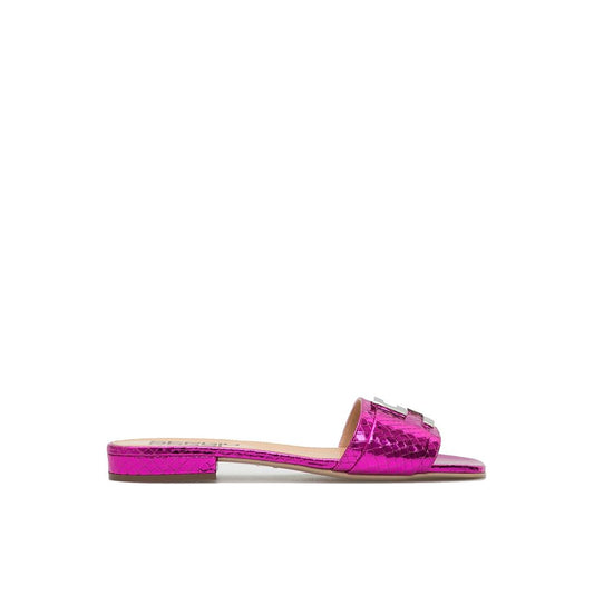 Sergio Rossi – Metallic Pink Leather Flat Sandals