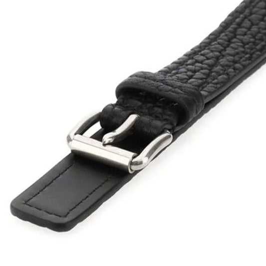 Prada – Black Leather Belt with Silver Buckle