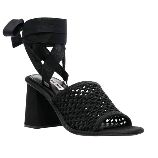 Miu Miu – Black Macramé Sandals