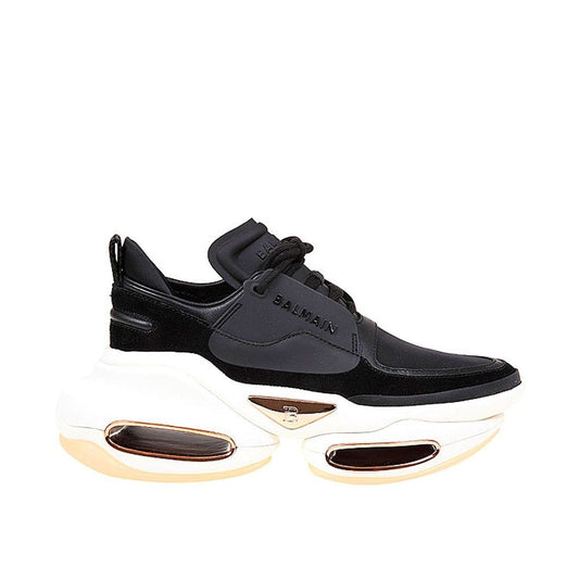 Balmain – Leather and Fabric Sneakers with Suede