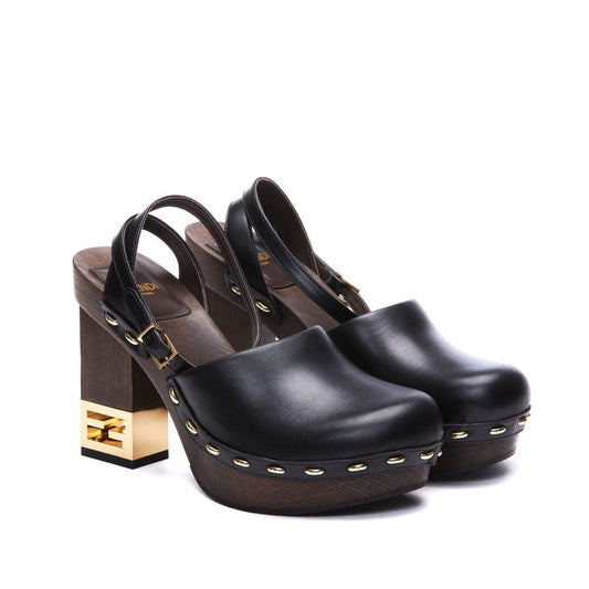 Fendi – FF Decorative Heel Leather Platform Pumps