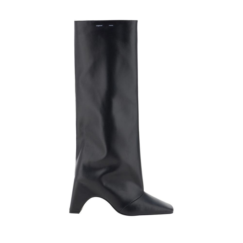 Coperni – Black Leather Bridge Knee-High Boots