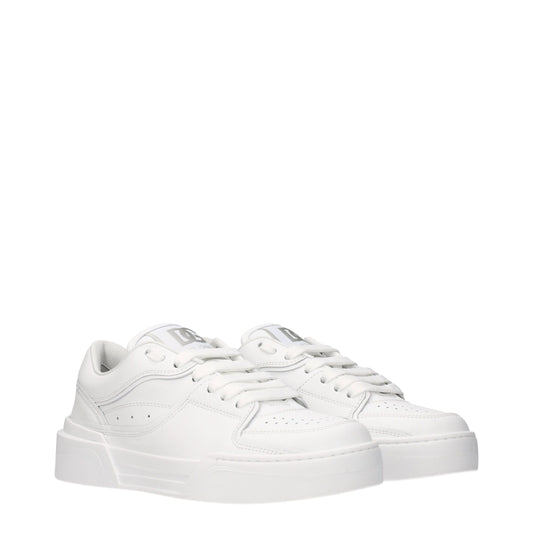 Dolce & Gabbana – White Leather Low-Top Sneakers