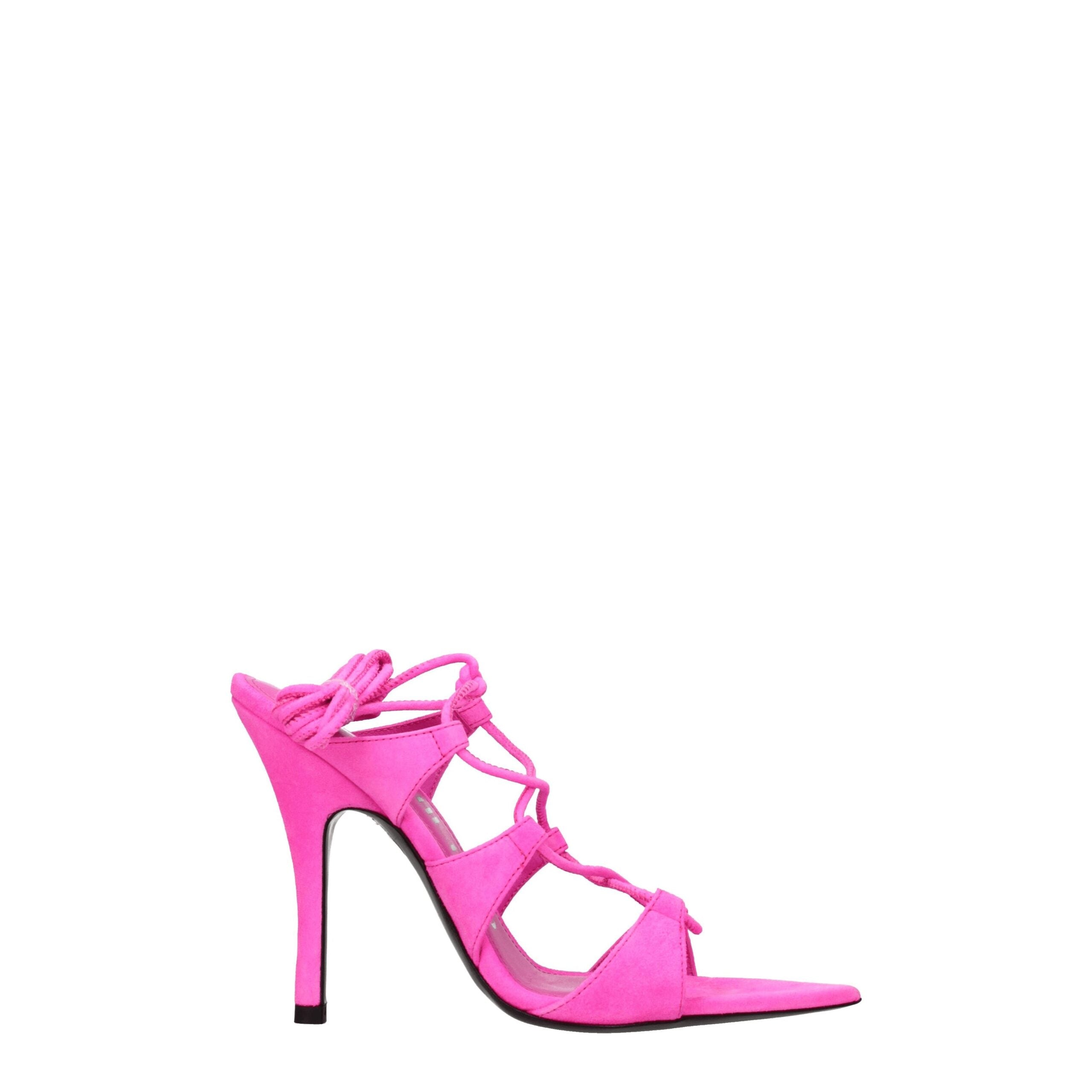The Attico – Fuchsia Suede Strappy Stiletto Sandals