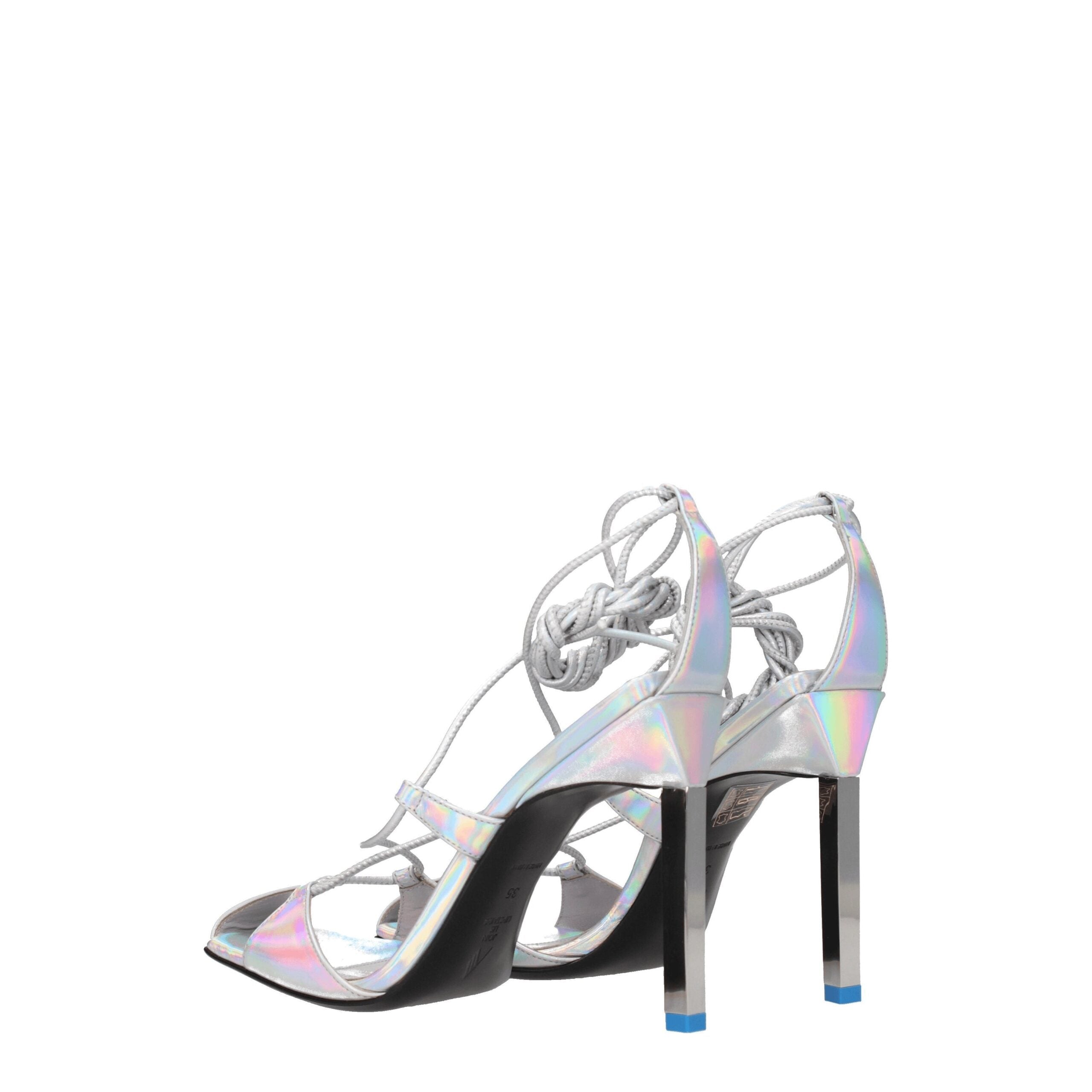 The Attico – Grey Leather Stiletto Heel Sandals