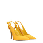 The Attico – Orange Satin Pumps with Self-Tie Straps