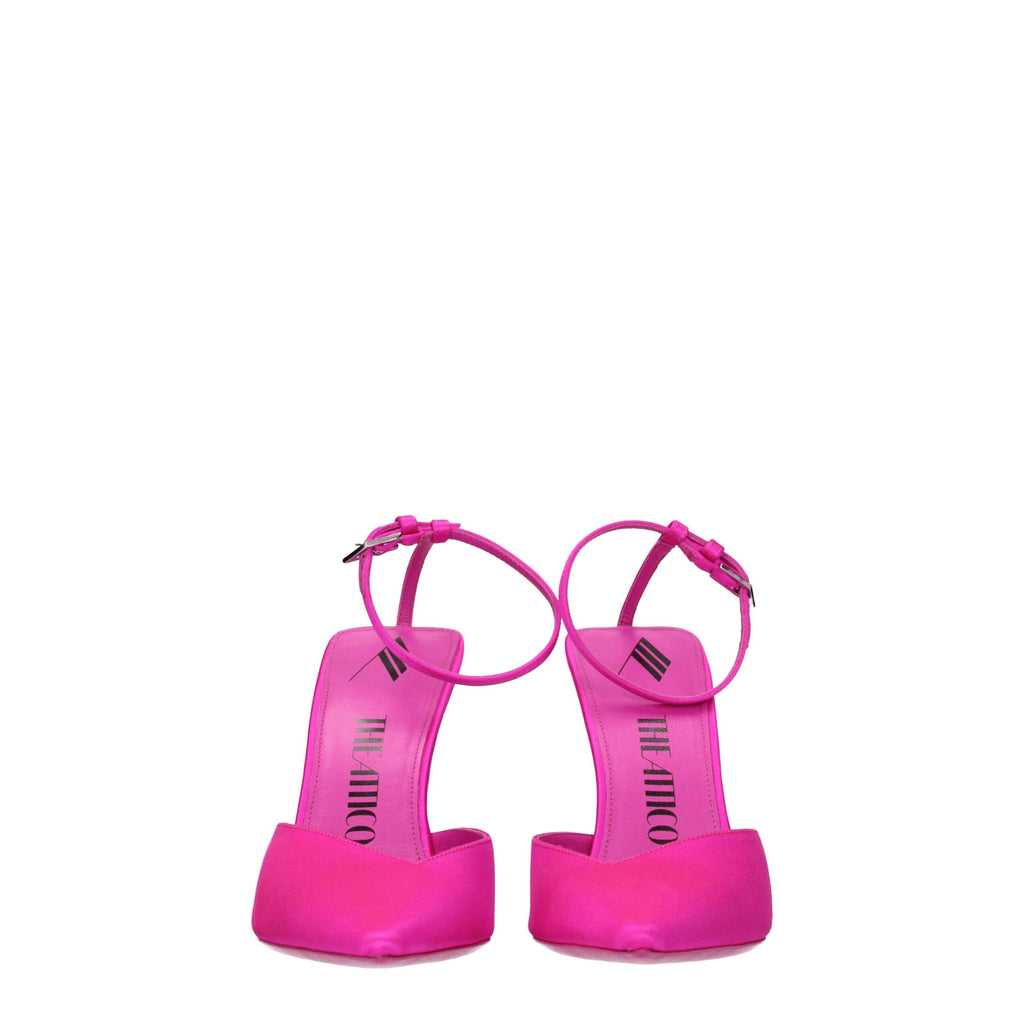 The Attico – Fuchsia Satin Pointed-Toe Stiletto Sandals
