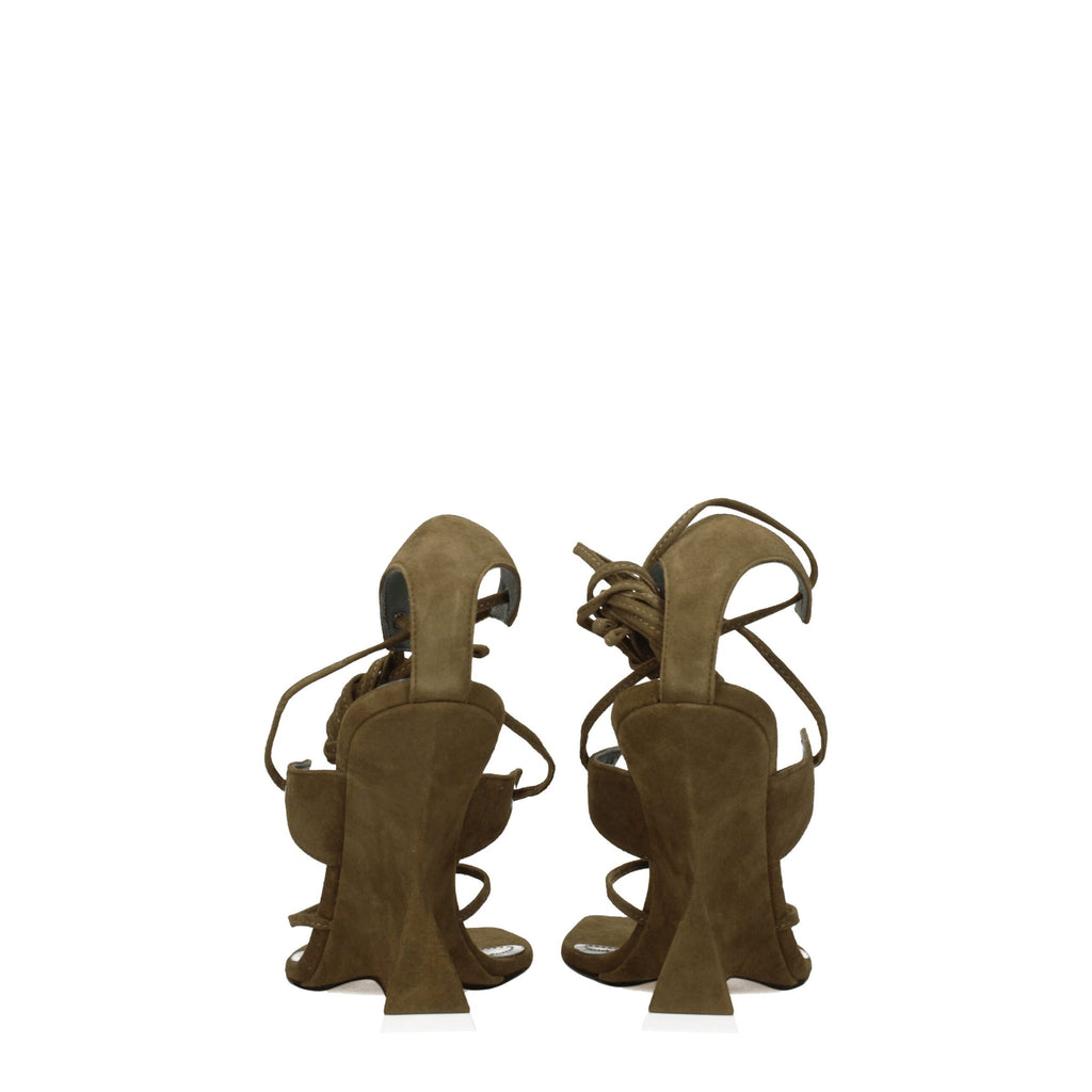 The Attico – Military Green Suede Flip-Flop Sandals