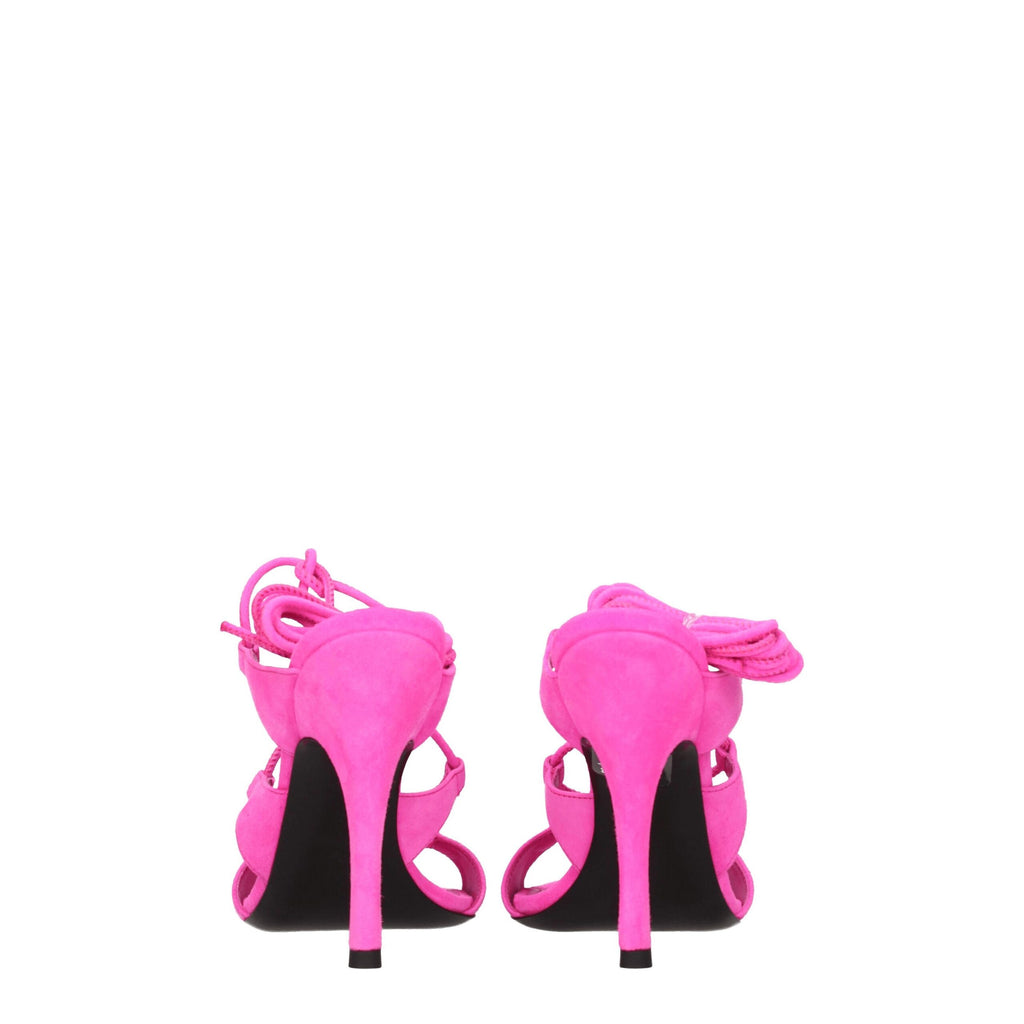 The Attico – Fuchsia Suede Strappy Stiletto Sandals