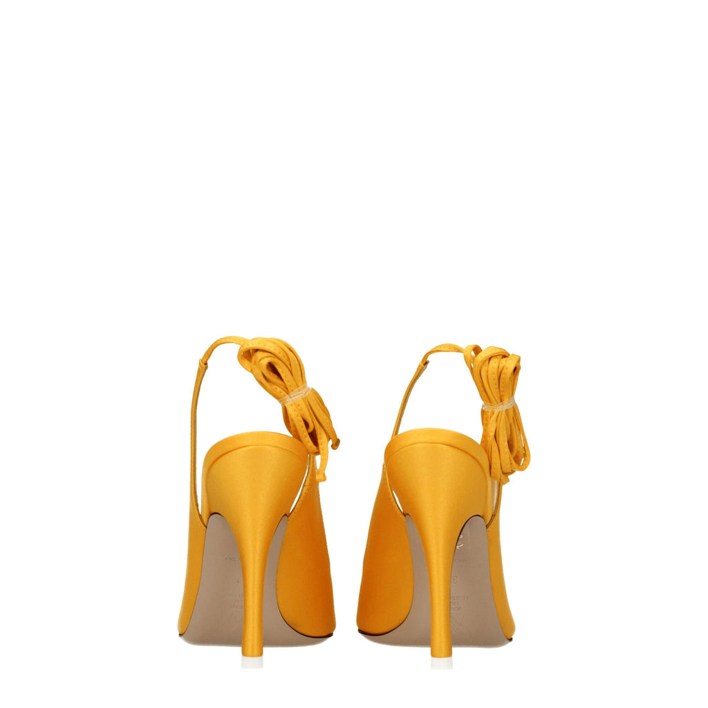 The Attico – Orange Satin Pumps with Self-Tie Straps