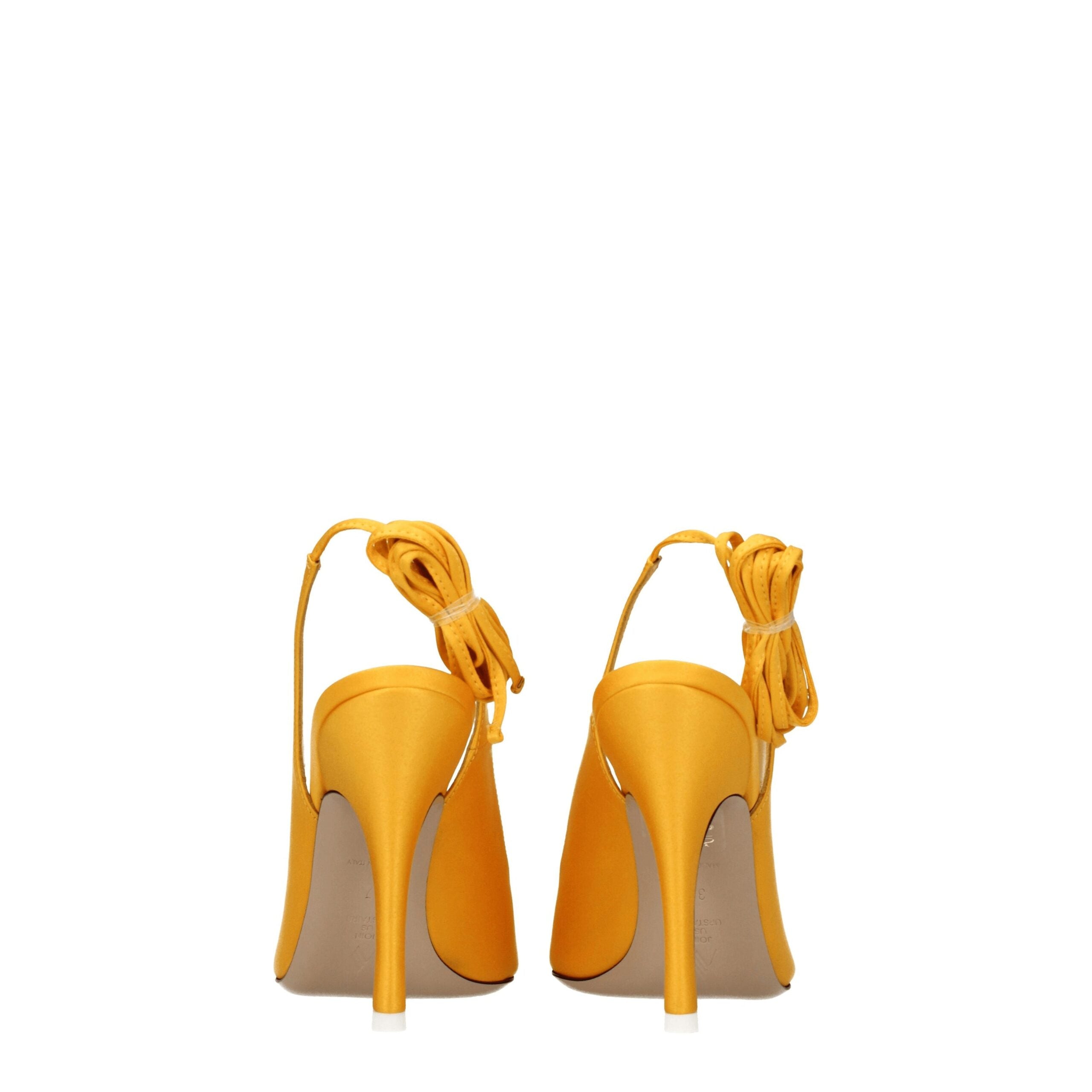 The Attico – Orange Satin Pumps with Self-Tie Straps