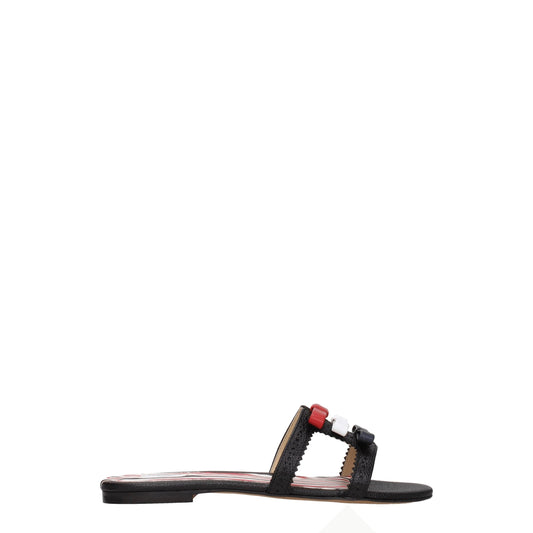 Thom Browne – Black Leather Slippers with Front Detail