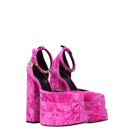 Versace – Fuchsia Velvet High Heel Platform