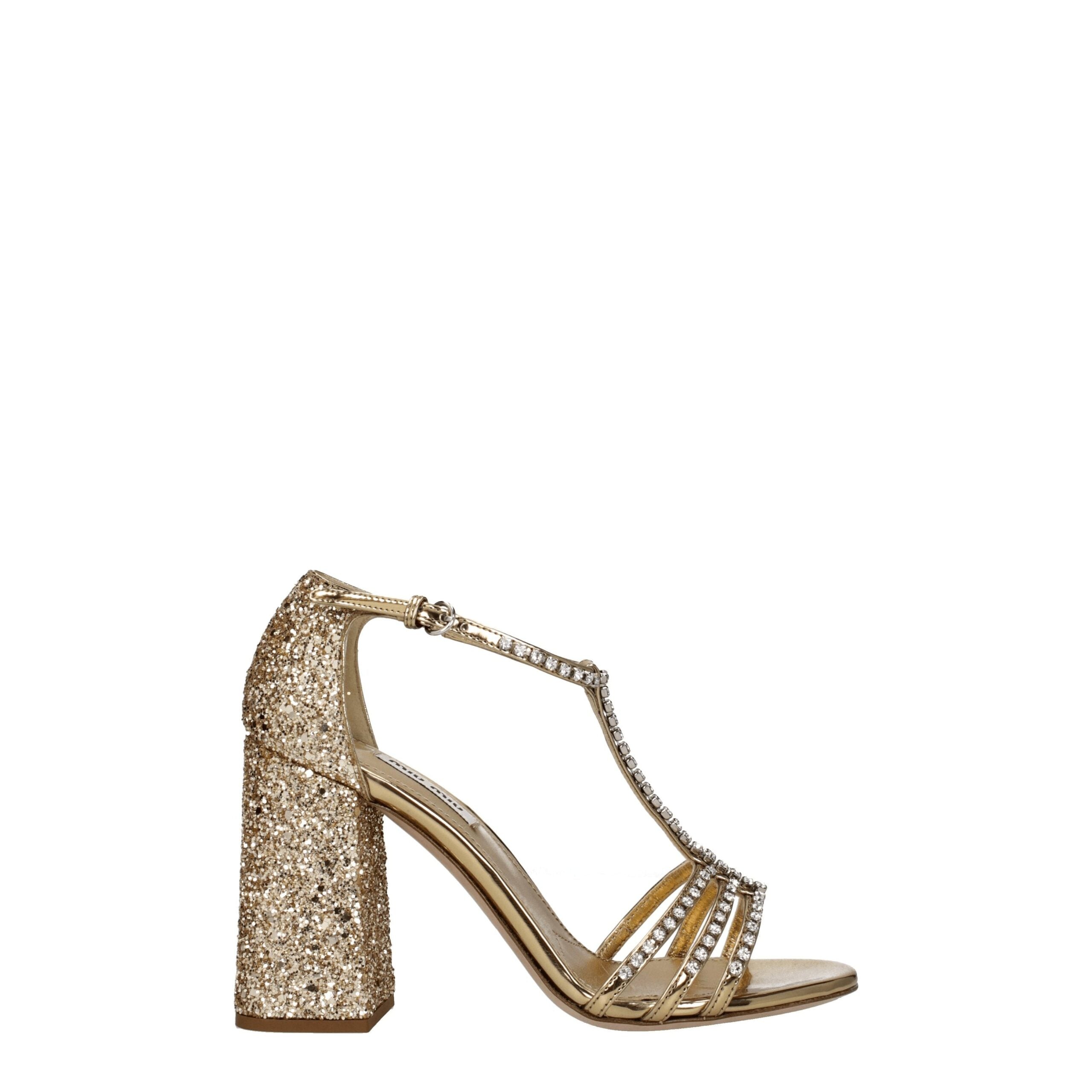 Miu Miu – Gold Glitter Platform Sandals