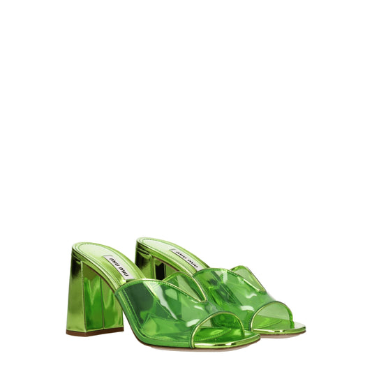 Miu Miu – Green Plexiglass Platform Sandals