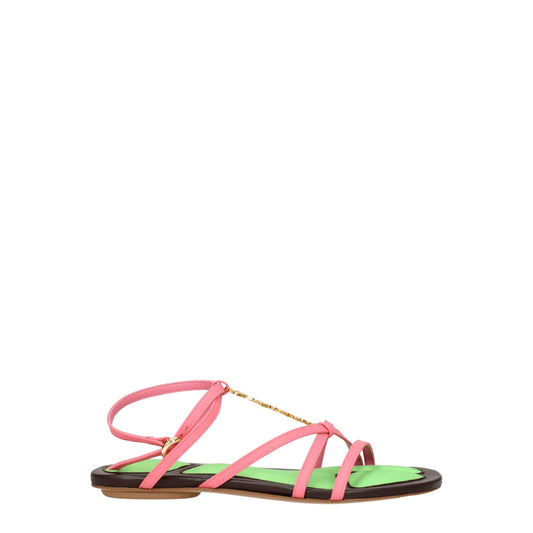 Jacquemus – Pink Leather Flat Sandals
