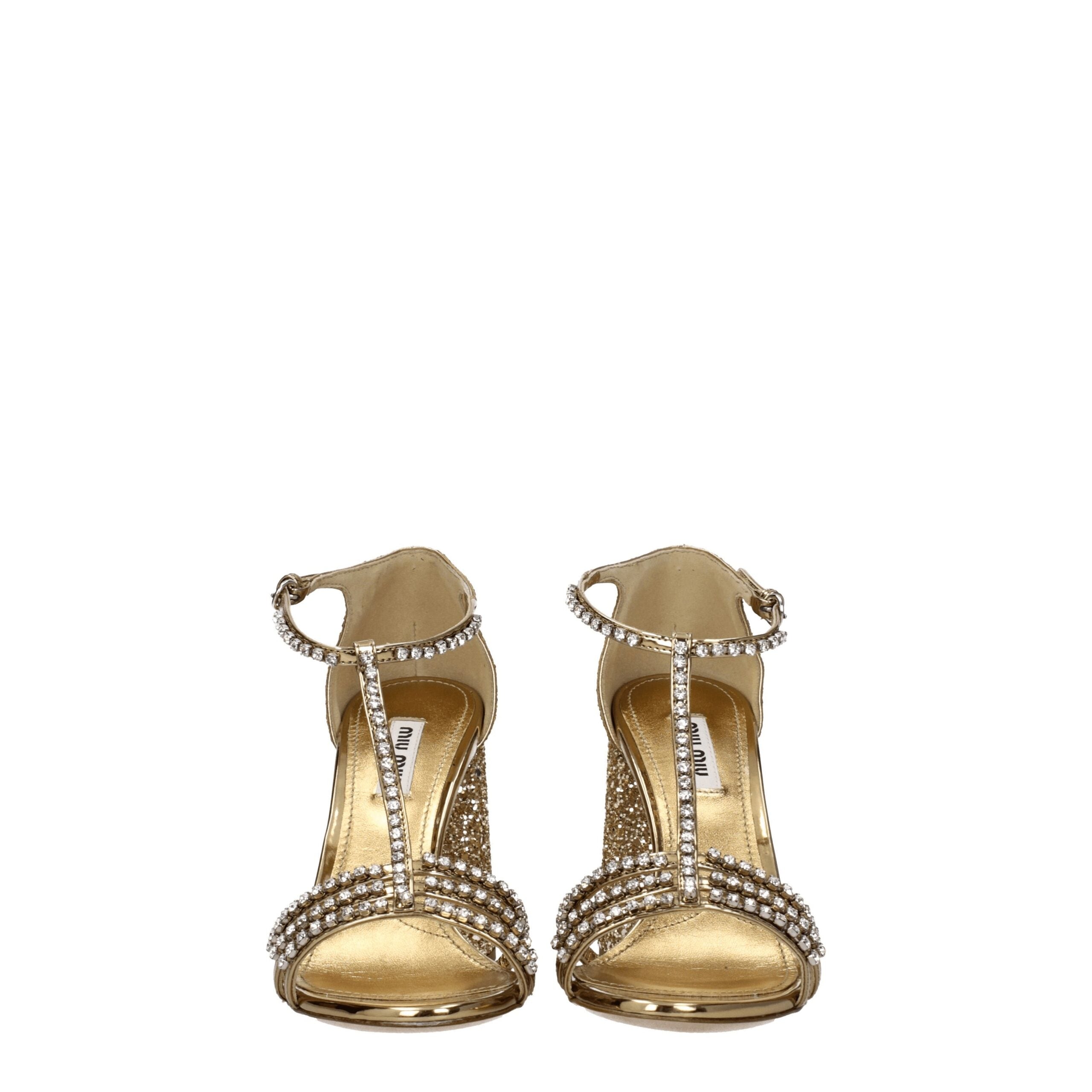 Miu Miu – Gold Glitter Platform Sandals