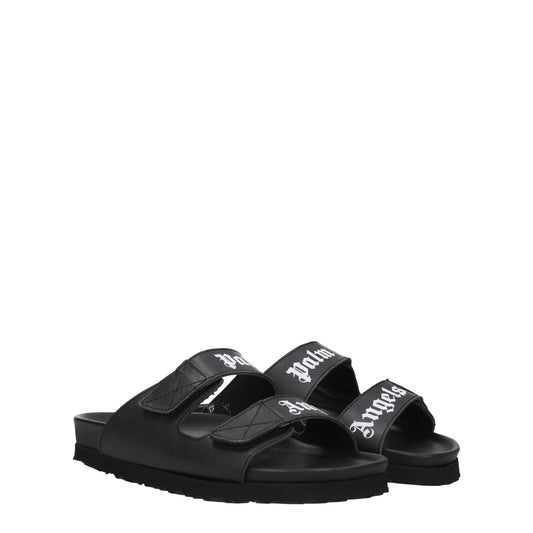 Palm Angels – Black Leather Flat Sandals