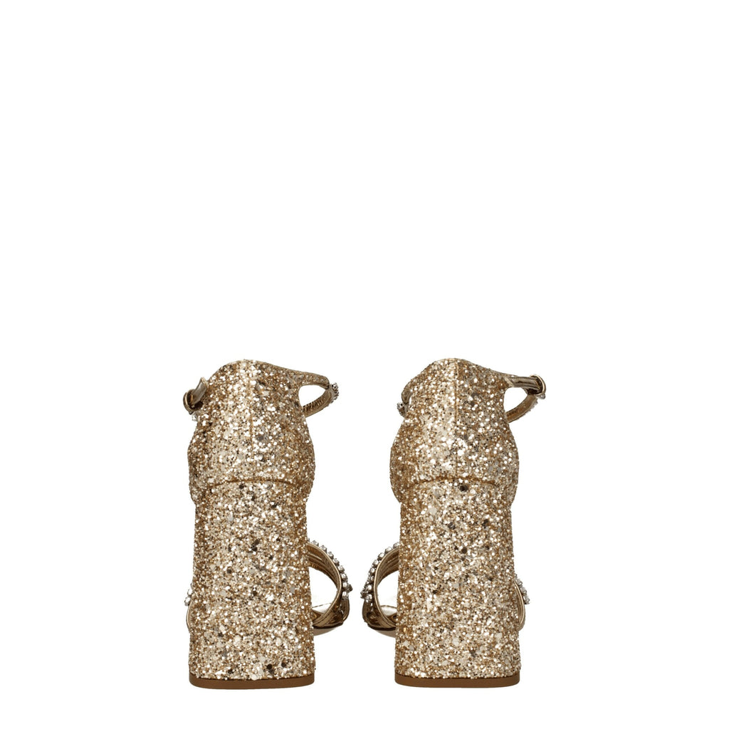 Miu Miu – Gold Glitter Platform Sandals