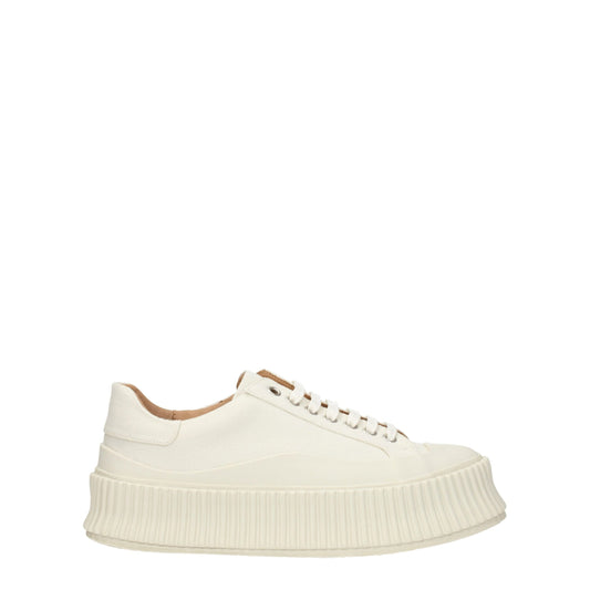 Jil Sander – White Fabric Platform Sneakers