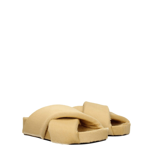 Jil Sander – Beige Horsehair Slippers Sandals
