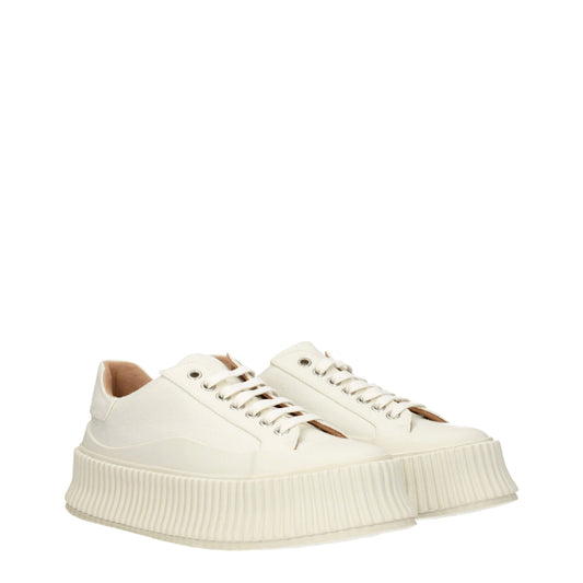 Jil Sander – White Fabric Platform Sneakers