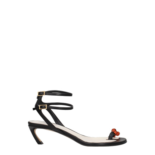 Lanvin – Black Leather Stiletto Heels Sandals