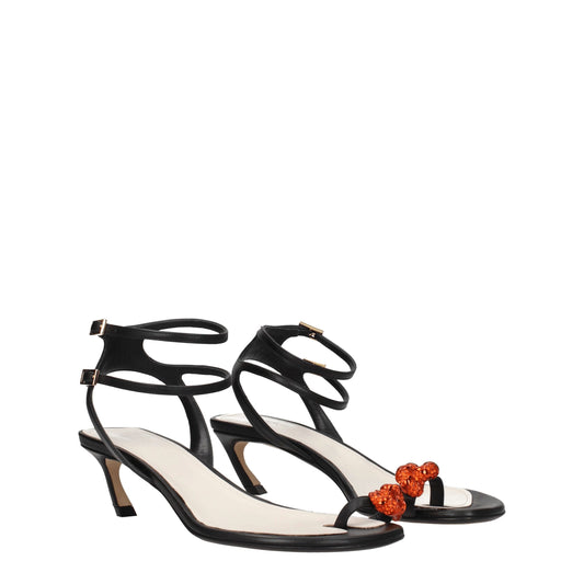 Lanvin – Black Leather Stiletto Heels Sandals