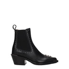Chloé – Black Leather Ankle Boots with Studded Detailing
