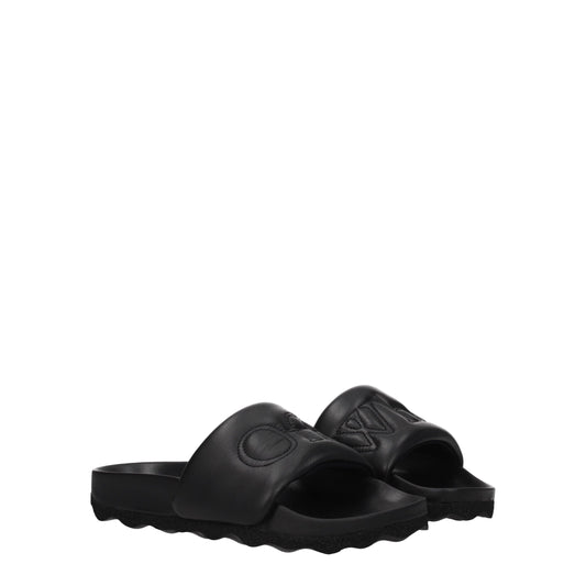 Off-White – Black Leather Slippers
