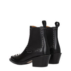 Chloé – Black Leather Ankle Boots with Studded Detailing