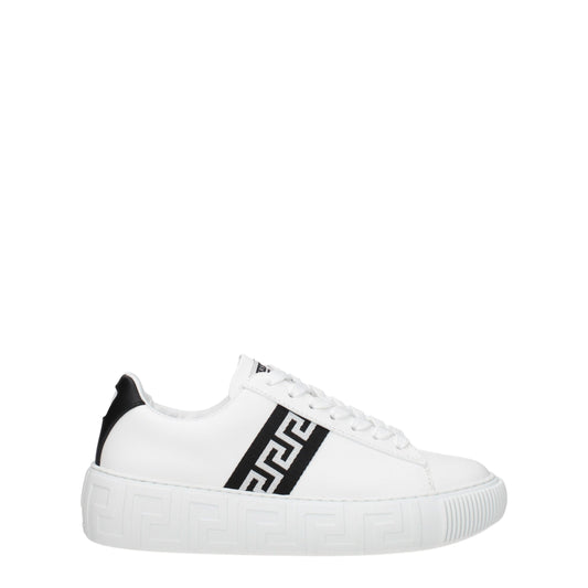 Versace – White Leather Low-Top Sneakers