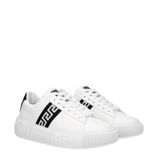 Versace – White Leather Low-Top Sneakers