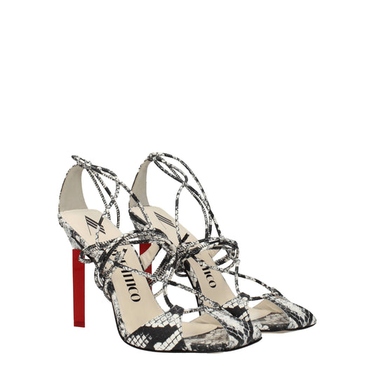 The Attico – Multicolor Snake-Print Stiletto Sandals with Stones