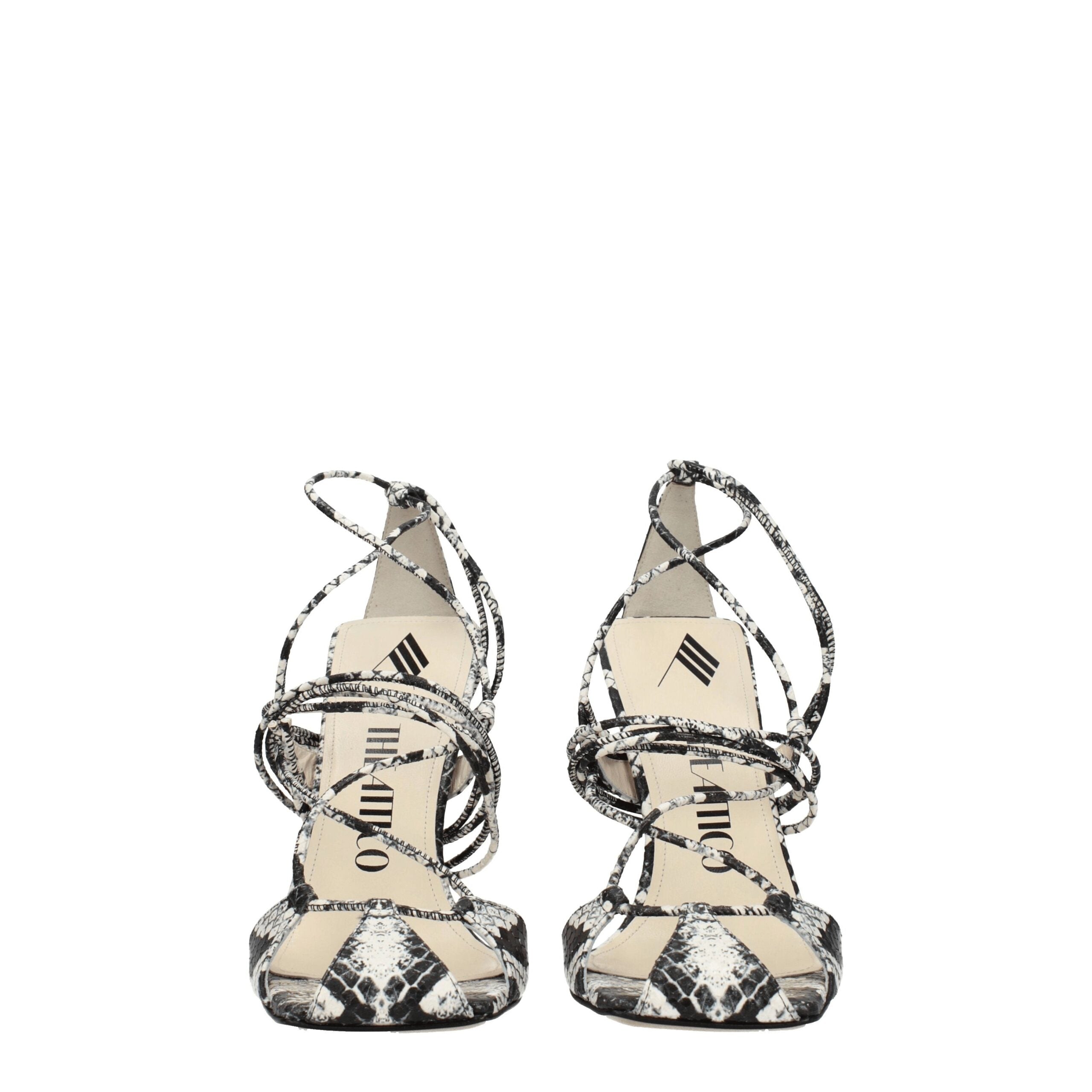 The Attico – Multicolor Snake-Print Stiletto Sandals with Stones