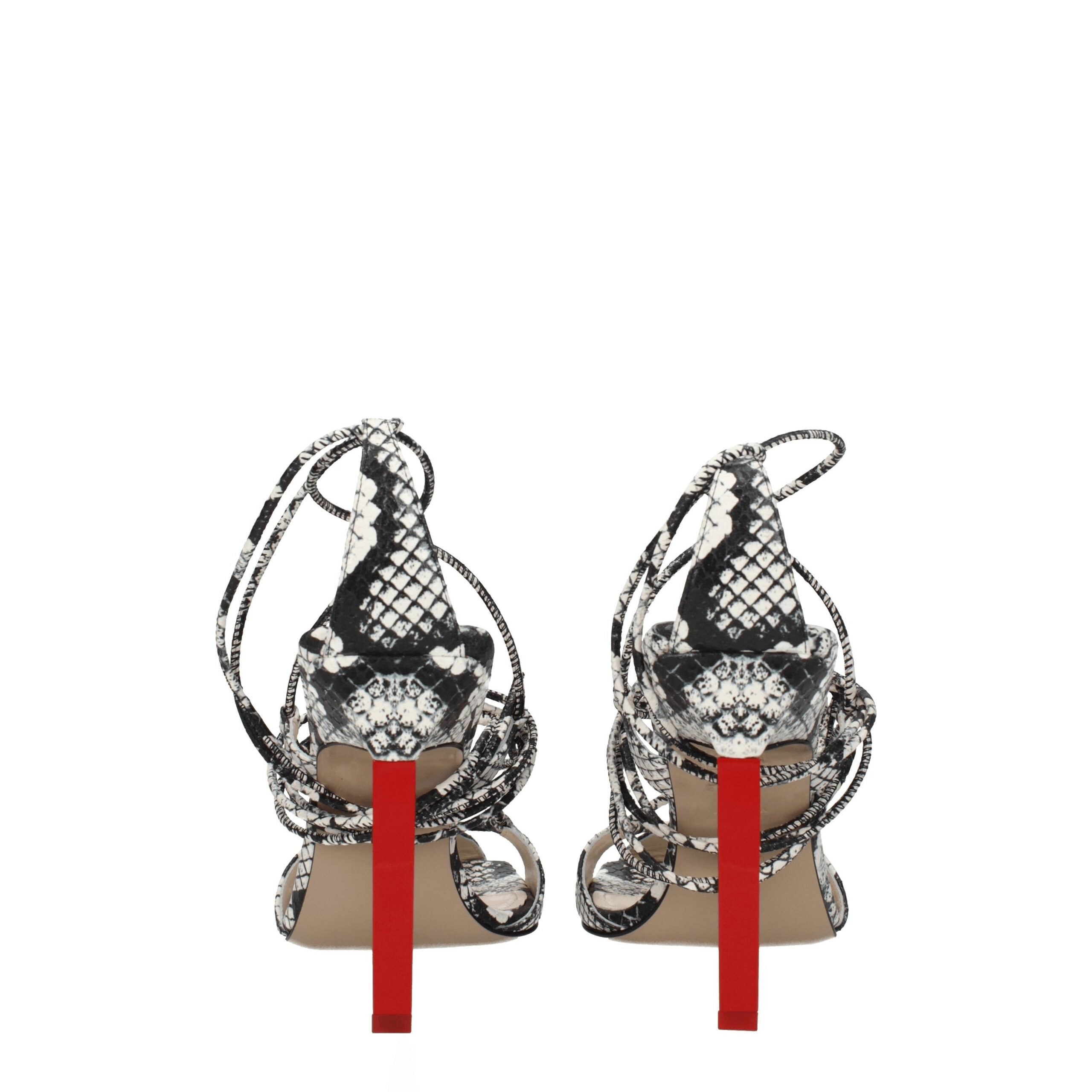 The Attico – Multicolor Snake-Print Stiletto Sandals with Stones