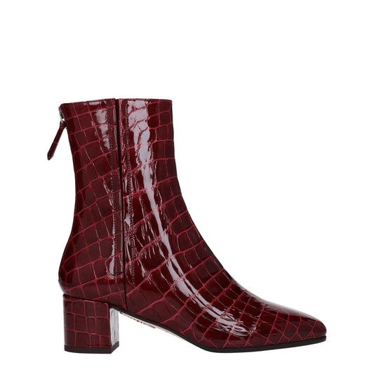 Aquazzura – Croc-Effect Red Leather Ankle Boots