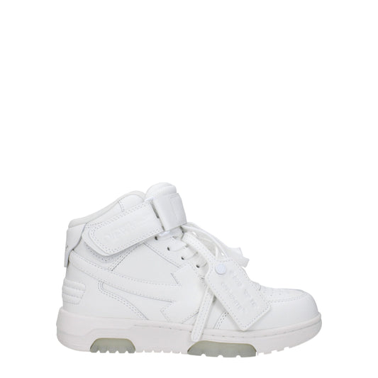 Off-White – White Leather High-Top Sneakers