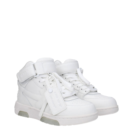 Off-White – White Leather High-Top Sneakers