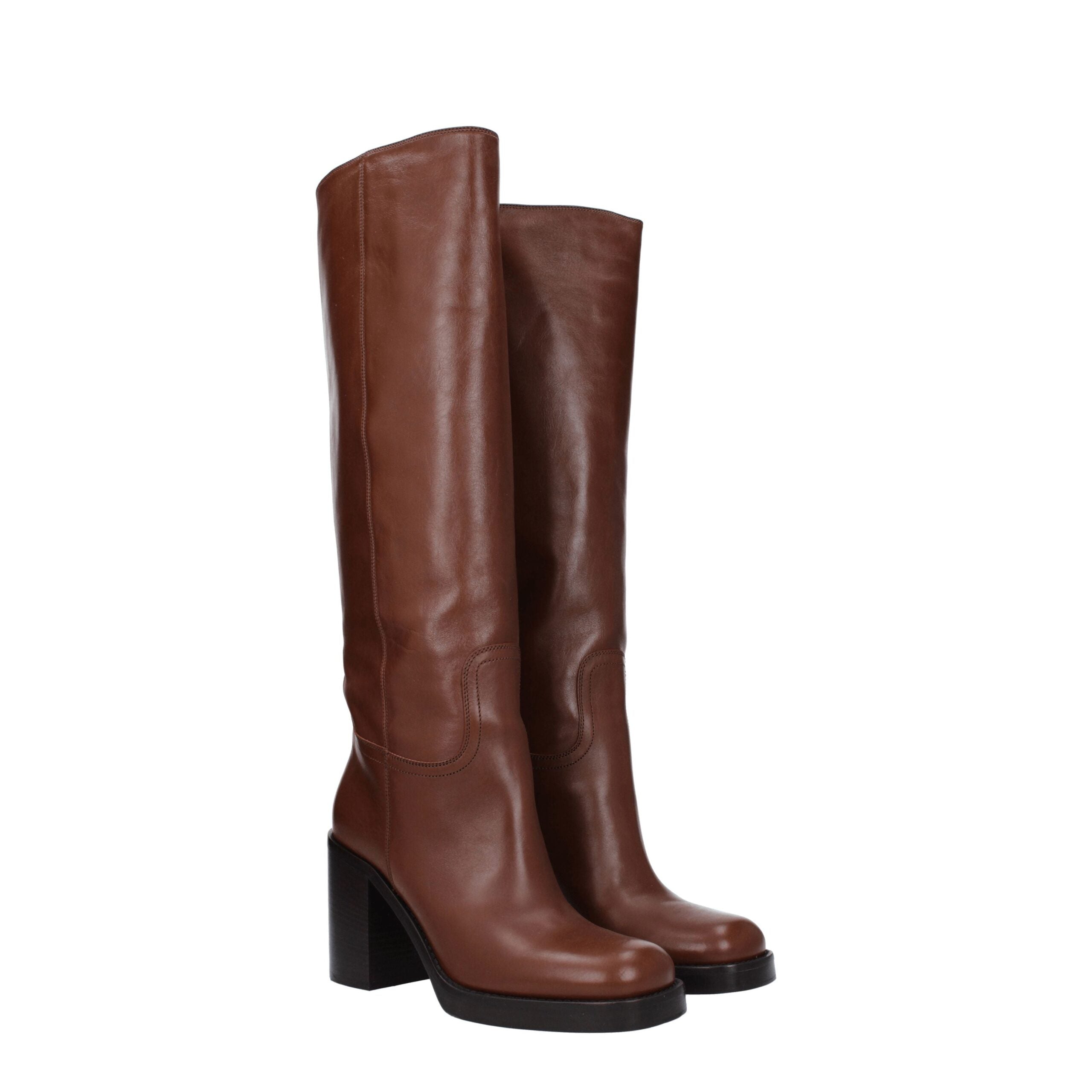 Prada – Brown Leather High Heel Boots