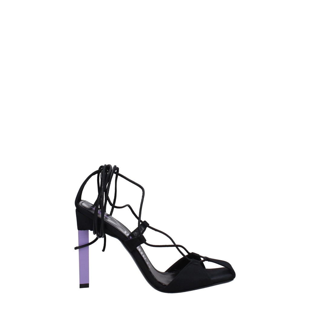 The Attico – Black Fabric Lace-Up Stiletto Sandals