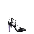 The Attico – Black Fabric Lace-Up Stiletto Sandals
