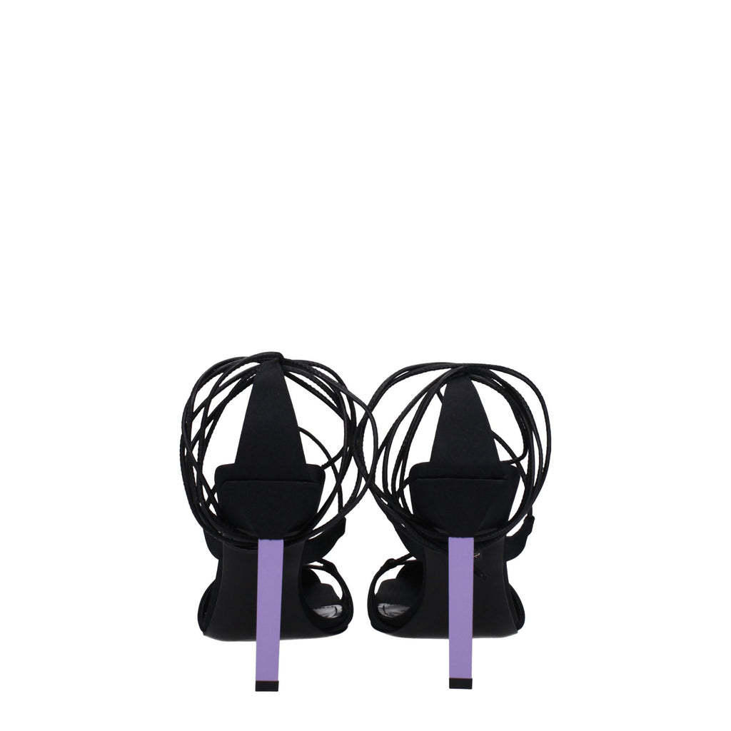 The Attico – Black Fabric Lace-Up Stiletto Sandals